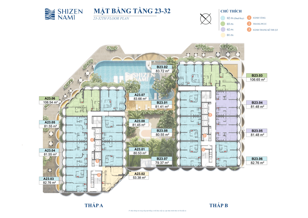 mặt bằng Shizen Nami tầng 23-32